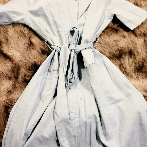 Boohoo Sky Blue Collared Dress - Picture 1 of 3